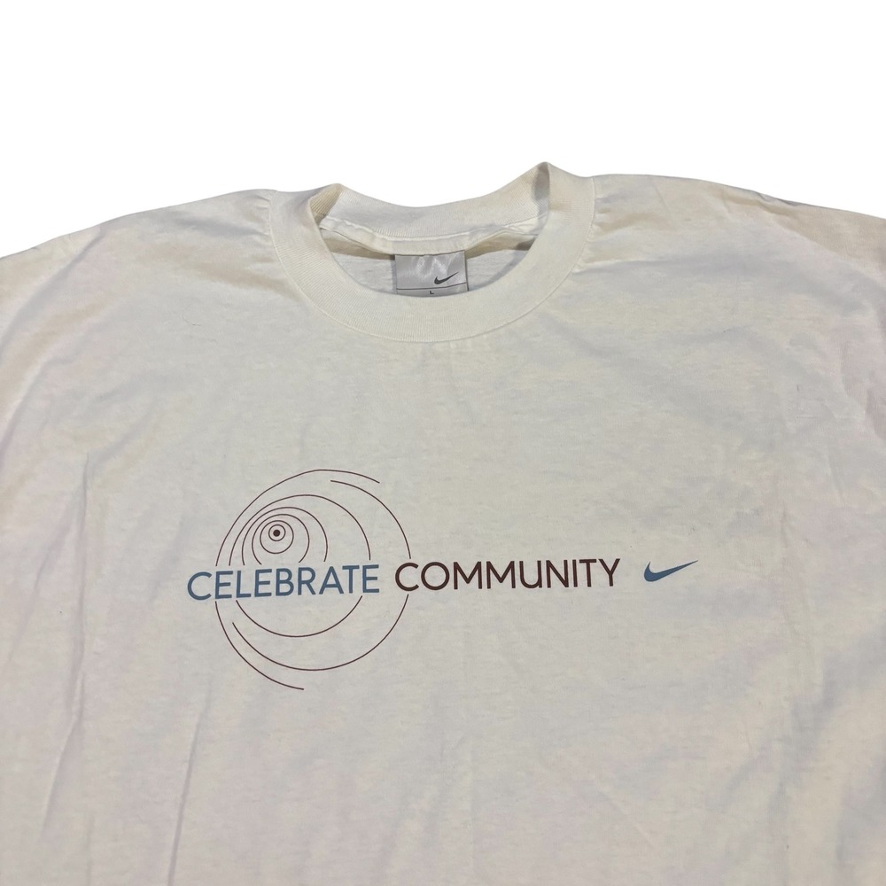 Nike Long Sleeve T Shirt Mens L‎ White Celebrate Community Graphic Tee Y2K Vtg
